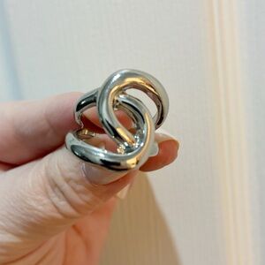 Bold Silvertone Twist Ring